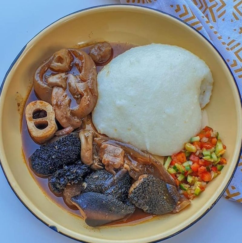 Traditional mogodu and pap